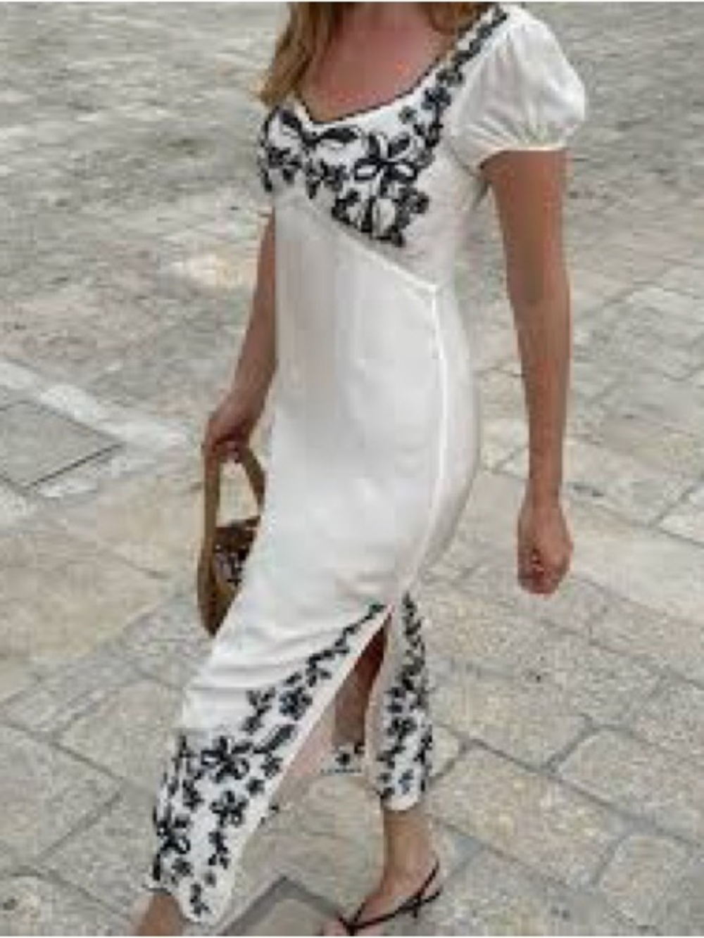J. Crew Ivory Maxi Dress with Black Floral Embroidery - Picture 2 of 16
